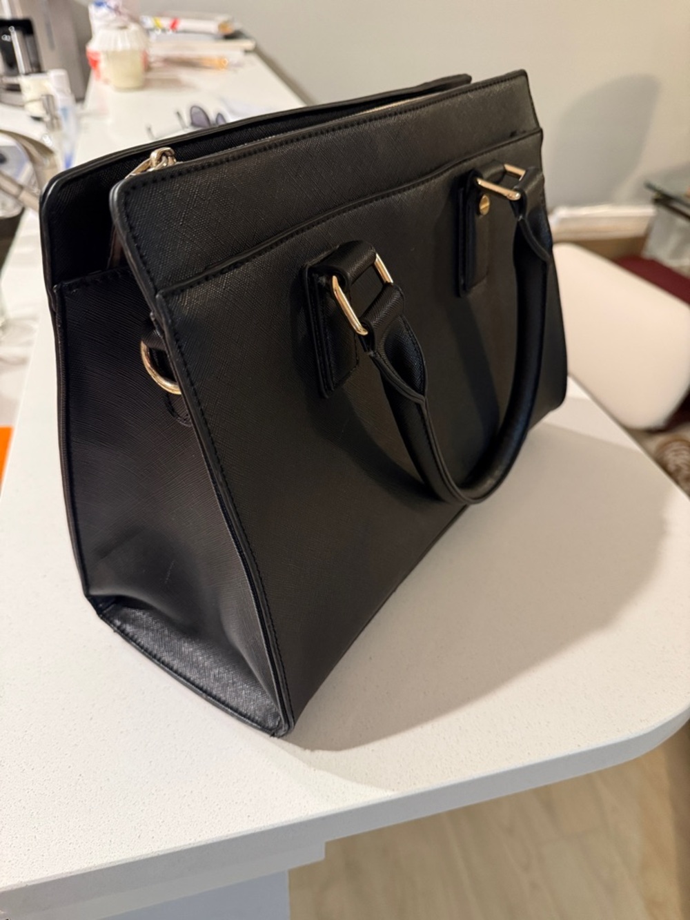 Classic Black Structured Satchel Handbag